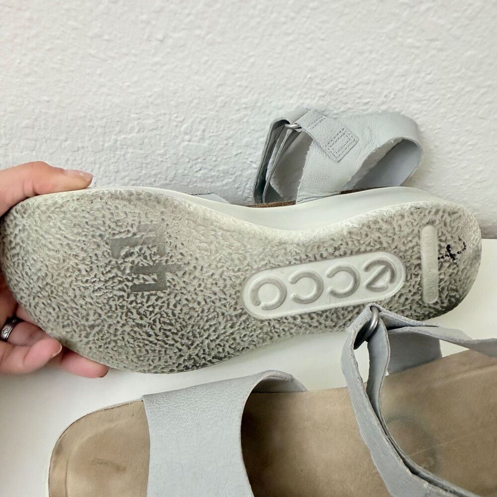 ECCO Flowt Wedge Sandals Women Size 10–10.5 US 41 EU Gray Nubuck Platform Comfor - Picture 10 of 14